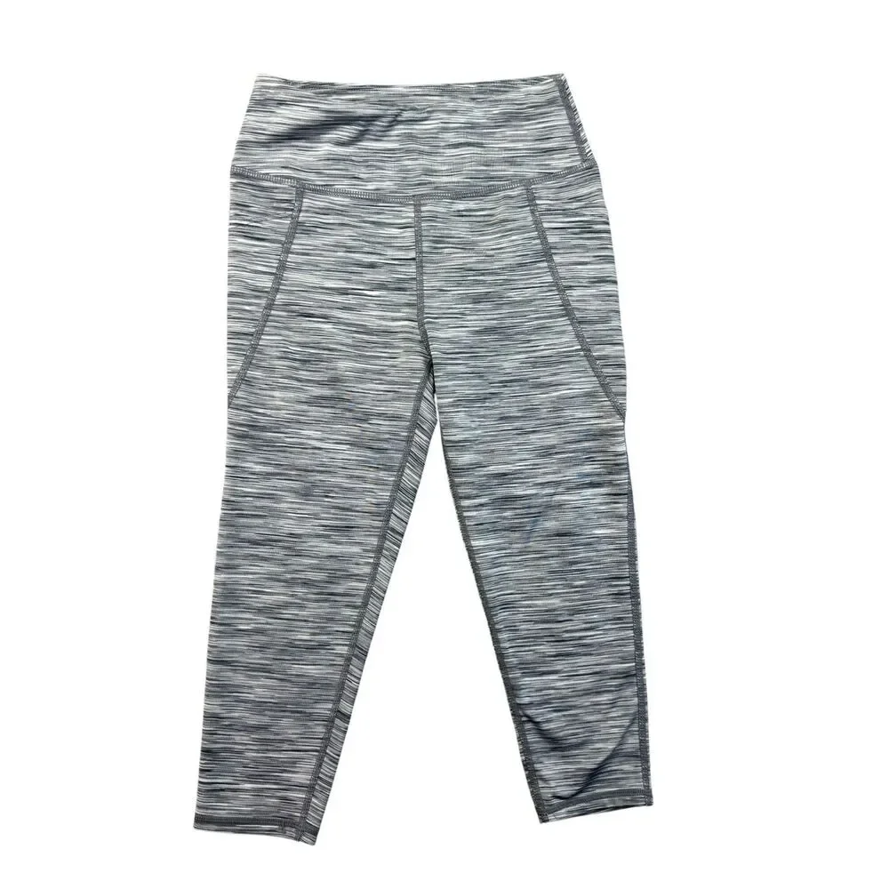 Z by Zella Leggings Girls Small 7/8 Gray Heather Wide Waistband Pull on Stretch